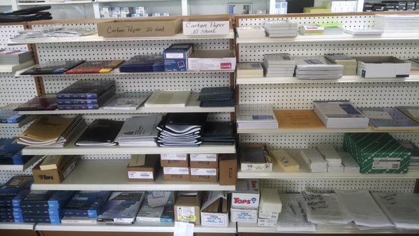 Paper and printing supplies on display