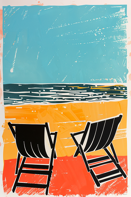 Beach chairs by the ocean